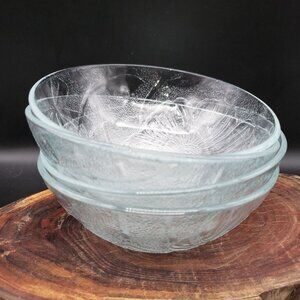 Crystal Clear CCI9 Frosted Floral Glass Soup Cereal Bowls Set of 4